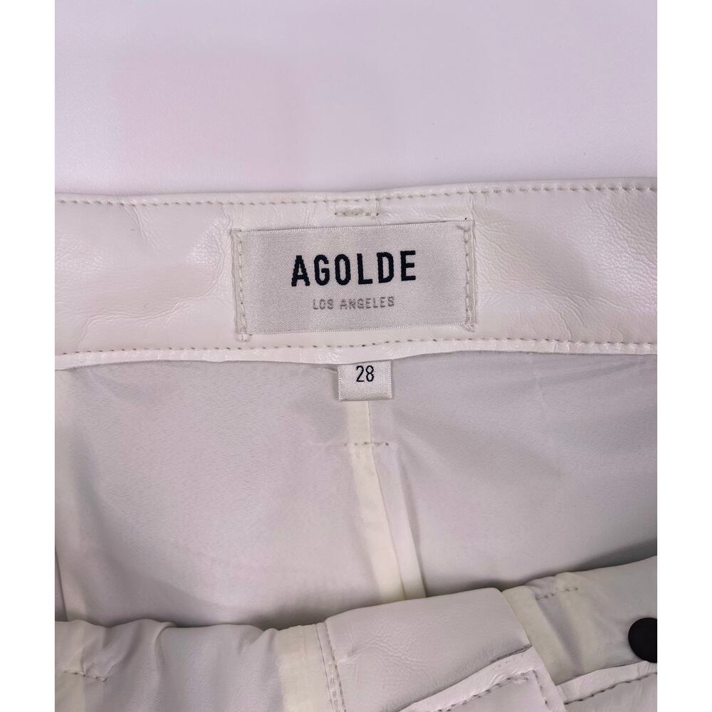 AGOLDE White Recycled Leather Straight Leg Pants Size 28 - Picture 4 of 9